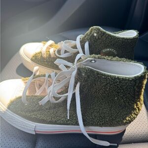 Converse Kids High-Top Sneakers - Olive and White